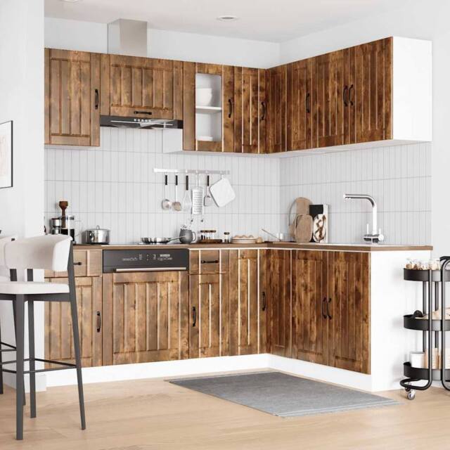 Berkfield Home Elegant 11 Piece Kitchen Cabinet Set Kalmar Smoked Oak Engineered Wood in Brown - image 1