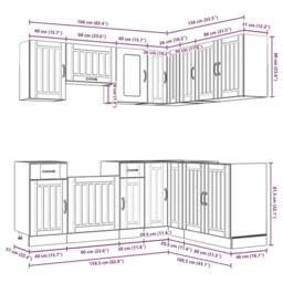 Berkfield Home Elegant 11 Piece Kitchen Cabinet Set Kalmar Smoked Oak Engineered Wood in Brown - thumbnail 8
