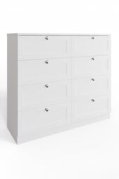 FWStyle White Panelled 8 Drawer Chest (H) 99cm (W) 110cm (D) 40cm Extra Deep Drawers - thumbnail 2