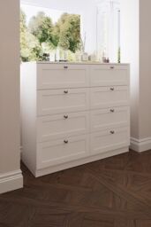 FWStyle White Panelled 8 Drawer Chest (H) 99cm (W) 110cm (D) 40cm Extra Deep Drawers - thumbnail 1