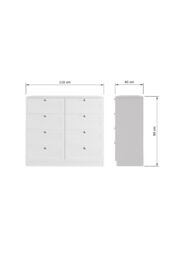 FWStyle White Panelled 8 Drawer Chest (H) 99cm (W) 110cm (D) 40cm Extra Deep Drawers - thumbnail 6
