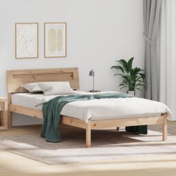 Berkfield Home with LED Strip Lights with Headboard Brown 75 x 190 cm Solid pine wood