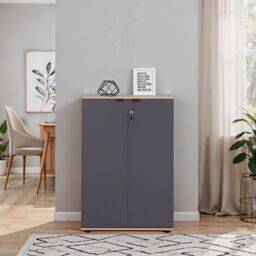 FWStyle 2 Door Lockable Office Storage Cabinet Anthracite Grey - thumbnail 2