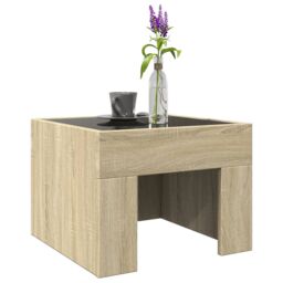 Berkfield Home Coffee Table with Infinity LED Sonoma Oak 40x40x30 cm in Brown - Size: 40 x 40 x 30 cm - thumbnail 5