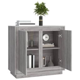 Berkfield Home Sideboard Grey Sonoma 80x34x75 cm Engineered Wood - Size: 80 x 34 x 75 cm - thumbnail 4