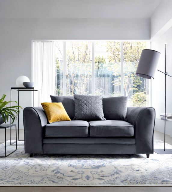 Abakus Direct Chicago Spill-Proof Velvet 2 Seater Sofa in Dark Grey - image 1