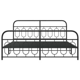 Berkfield Home Metal Bed Frame without Mattress with Footboard Black 183x213cm - Size: 183x213 cm - thumbnail 4