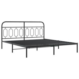 Berkfield Home Metal Bed Frame without Mattress with Footboard Black 183x213cm - Size: 183x213 cm - thumbnail 3
