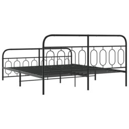 Berkfield Home Metal Bed Frame without Mattress with Footboard Black 183x213cm - Size: 183x213 cm - thumbnail 6