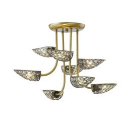 Netlighting Ashton Semi Flush Ceiling Pendant 8 Light Antique Brass Crystal in Bronze - thumbnail 4