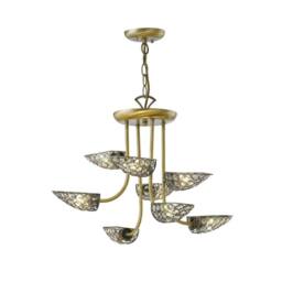 Netlighting Ashton Semi Flush Ceiling Pendant 8 Light Antique Brass Crystal in Bronze - thumbnail 5