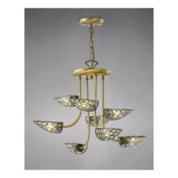 Netlighting Ashton Semi Flush Ceiling Pendant 8 Light Antique Brass Crystal in Bronze - thumbnail 2