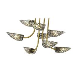 Netlighting Ashton Semi Flush Ceiling Pendant 8 Light Antique Brass Crystal in Bronze - thumbnail 7