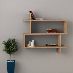 CALICOSY Wall-Mounted Hanging Shelf In Oak Wood Finish, 70 Cm Wide - PARALEL in Light Brown - thumbnail 2