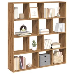 Berkfield Home Book Cabinet Artisian Oak 132x29x141.5 cm Engineered Wood in Brown - thumbnail 4