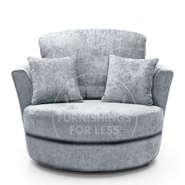 Furnishings For Less UK Monaco Chenille Fabric Swivel Chair 360 Rotation Foam Single Seater in Light Grey - image 1