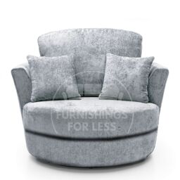 Furnishings For Less UK Monaco Chenille Fabric Swivel Chair 360 Rotation Foam Single Seater in Light Grey