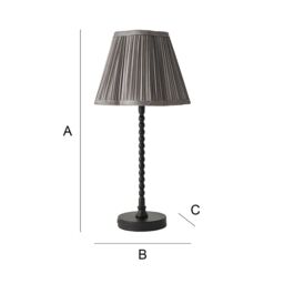 ValueLights Maeve Pleated Faux Silk Scallop Shade Matte Black Bobbin Table Lamp with Bulb in Dark Grey - thumbnail 7
