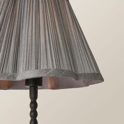 ValueLights Maeve Pleated Faux Silk Scallop Shade Matte Black Bobbin Table Lamp with Bulb in Dark Grey - thumbnail 4