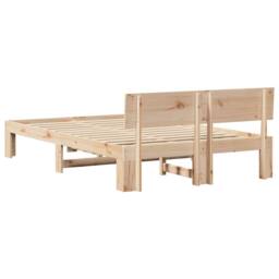 Berkfield Home Modern Bed Frame with Headboard 140x190 cm Solid Pine Wood in Light Oak - thumbnail 7
