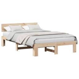 Berkfield Home Modern Bed Frame with Headboard 140x190 cm Solid Pine Wood in Light Oak