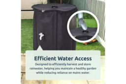 idooka 250L Collapsible Water Butt with Tap & Hose Connector in Black - thumbnail 2