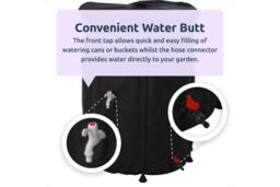 idooka 250L Collapsible Water Butt with Tap & Hose Connector in Black - thumbnail 4