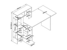 Vente-unique Desk With 1 Cupboard & 4 Open Compartments - White & Natural in Light Oak - thumbnail 8