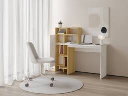 Vente-unique Desk With 1 Cupboard & 4 Open Compartments - White & Natural in Light Oak - thumbnail 4