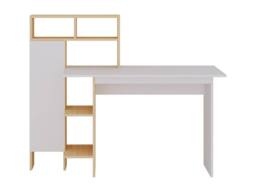 Vente-unique Desk With 1 Cupboard & 4 Open Compartments - White & Natural in Light Oak - thumbnail 6