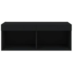 Berkfield Home TV Cabinet with LED Lights Black 80x30x30 cm - Size: 80 x 30 x 30 cm - thumbnail 8