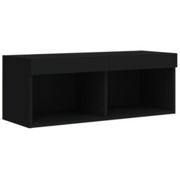 Berkfield Home TV Cabinet with LED Lights Black 80x30x30 cm - Size: 80 x 30 x 30 cm - thumbnail 7
