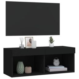 Berkfield Home TV Cabinet with LED Lights Black 80x30x30 cm - Size: 80 x 30 x 30 cm - thumbnail 6