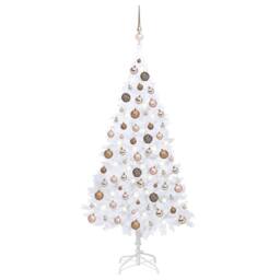 Berkfield Home Beautiful Artificial Pre-lit Christmas Tree with Ball Set White 1 - thumbnail 2