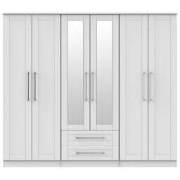 Ready Assembled 2 U Ripon Tall 6 Door 2 Drawer 2 Mirror Wardrobe (Ready Assembled) in Light Grey - thumbnail 2