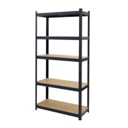 House of Home Boltless 5 Tier Shelving Racking Heavy Duty Steel Shelf Unit Shed Garage Black - thumbnail 1
