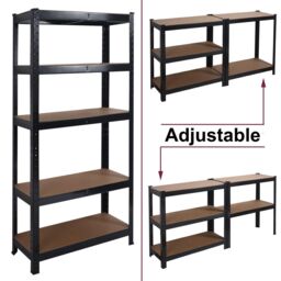 House of Home Boltless 5 Tier Shelving Racking Heavy Duty Steel Shelf Unit Shed Garage Black - thumbnail 4