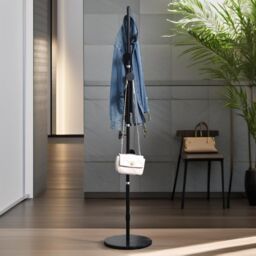 Pirlo Plush Marble Base Adjustable Coat Stand With 8 Hooks Black - thumbnail 2