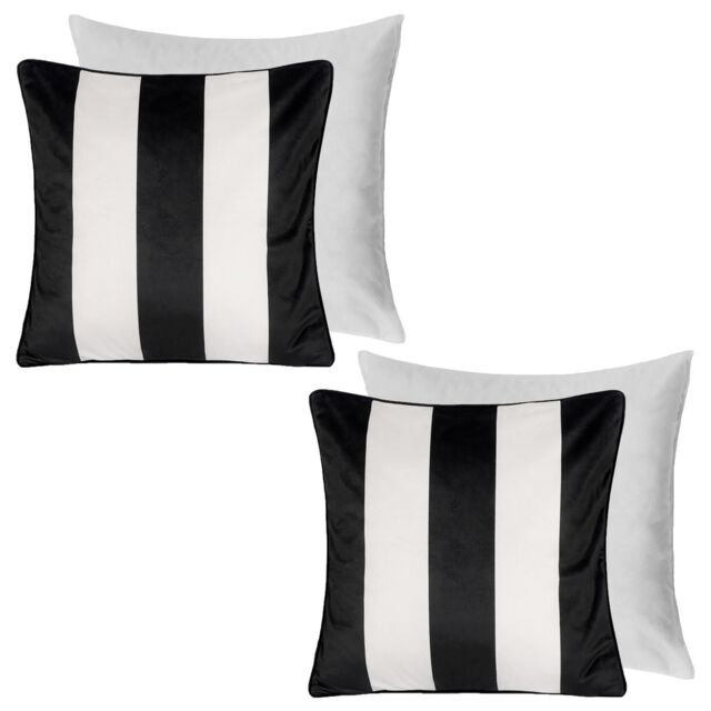 OHS 2 Pack Stripe Matte Velvet Filled Cushion Covers in White - Size: 45 cm x 45 cm - image 1