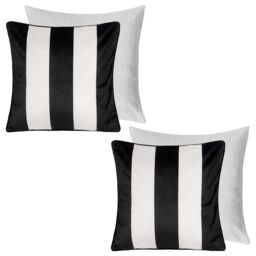 OHS 2 Pack Stripe Matte Velvet Filled Cushion Covers in White - Size: 45 cm x 45 cm - thumbnail 1