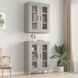Berkfield Home Hanging Wall Cabinet Grey Sonoma 69.5x34x90 cm - thumbnail 1