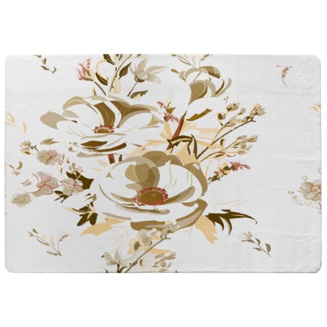 Benjamin Tate Design Golden Flower Print Designer Rug in Natural - Size: Large - image 1