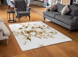 Benjamin Tate Design Golden Flower Print Designer Rug in Natural - Size: Large - thumbnail 2