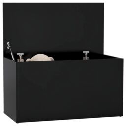Berkfield Home Storage Chest Black 84x42x46 cm Engineered Wood - Size: 84 x 42 x 46 cm - thumbnail 3