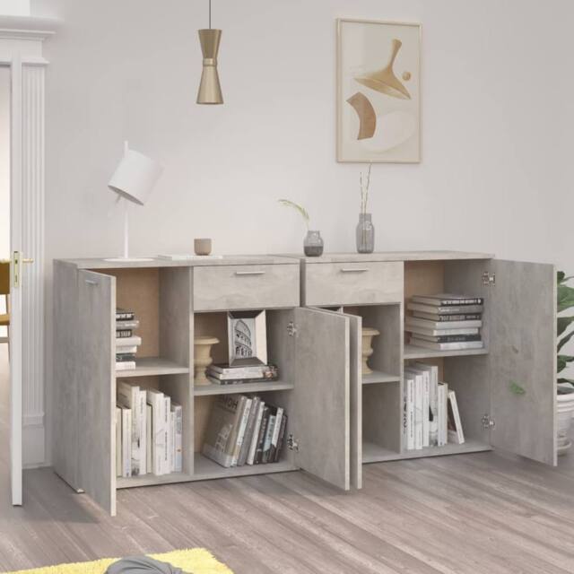 Berkfield Home Sideboard Concrete Grey 160x36x75 cm Engineered Wood - Size: 160 x 36 x 75 cm