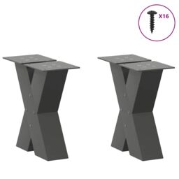 Berkfield Home Coffee Table Legs X-Shaped 2 pcs Anthracite 40x(30-31) cm Steel in Black - thumbnail 3