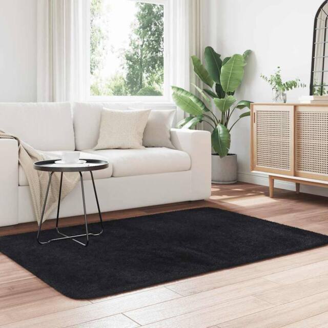 Berkfield Home Shaggy Rug High Pile NAVARRA Black 120x170 cm Polyester - Size: Medium - image 1