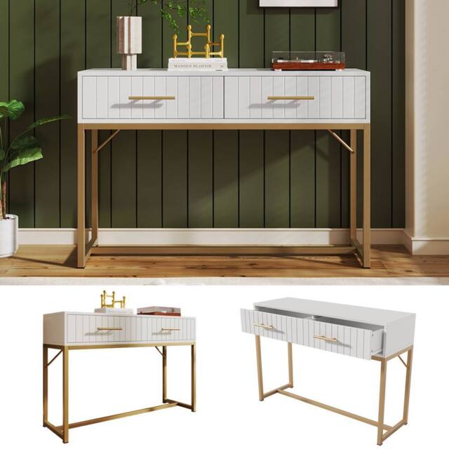 BTM White Dressing Table with 2 Drawers 100x45x76.5cm - Size: 100x45x76.5 cm - image 1