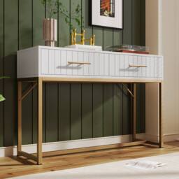 BTM White Dressing Table with 2 Drawers 100x45x76.5cm - Size: 100x45x76.5 cm - thumbnail 4