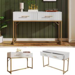 BTM White Dressing Table with 2 Drawers 100x45x76.5cm - Size: 100x45x76.5 cm - thumbnail 1